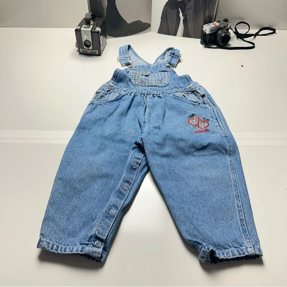 Vintage OshKosh Overalls | 90s Heart Patch Denim Relaxed · 3T